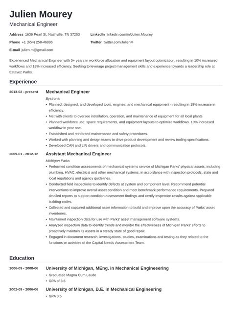 Also read for tips on writing a strong engineering resume. Mechanical Engineering Resume | louiesportsmouth.com