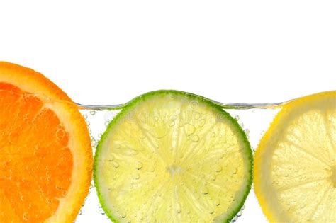 Orange Lemon And Lime Slices In Water Stock Photo Image Of Isolated