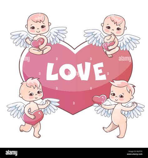 Angels Babies Stickers For T On Valentines Day Angels With Hearts