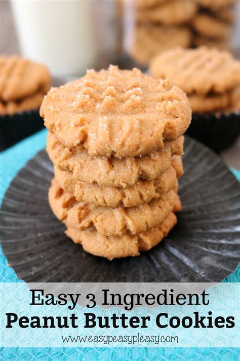 Oct 06, 2020 · this keto recipe contains no flour which makes these cookies a sweet treat with lower total carbs and a good idea for anyone and everyone! Easy 3 Ingredient Peanut Butter Cookies - Easy Peasy Pleasy