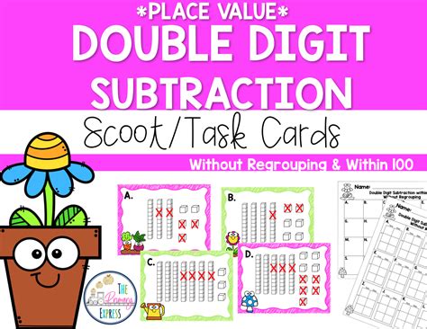 Math worksheets on graph paper. Double Digit Subtraction Without Regrouping Task Cards ...