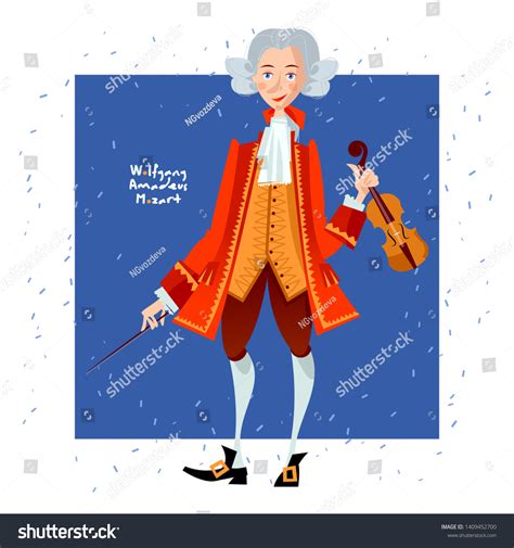 Little Wolfgang Amadeus Mozart Violin Famous Stock Vector Royalty Free