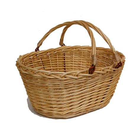 Oval Traditional High Handle Wicker Shopping Baskets Storage T