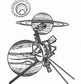 Coloring Satellite Space Travel Planets sketch template