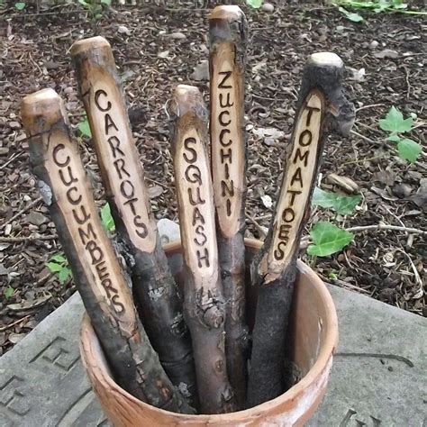 Wood Garden Or Herb Markers Handmade From Reclaimed Tree Branches 5