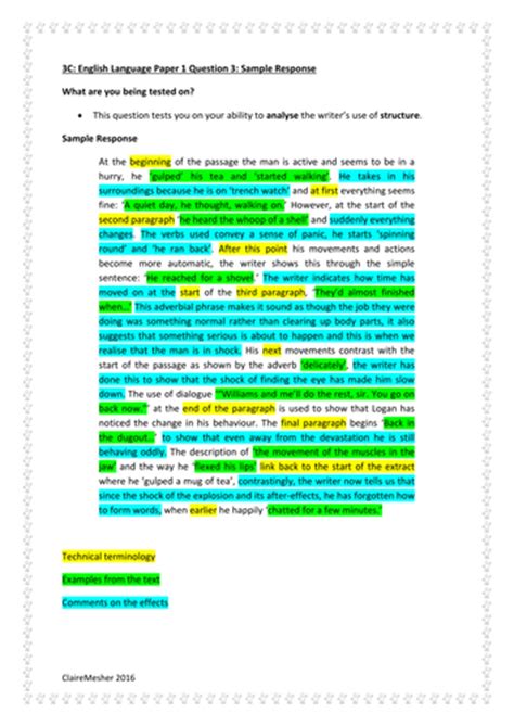 aqa english language paper  question  revision  clairemesher uk teaching resources tes