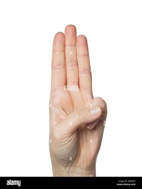 Close Up Of Hand Showing Three Fingers Stock Photo Alamy