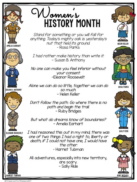 Vanderbilt celebrates women's history month each march. Women's History Month Freebie - A Classroom For All Seasons