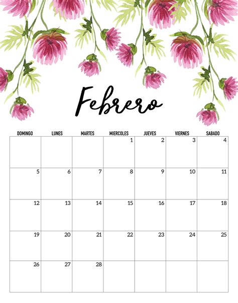 Calendario Floral Estilos In Calendar Printables