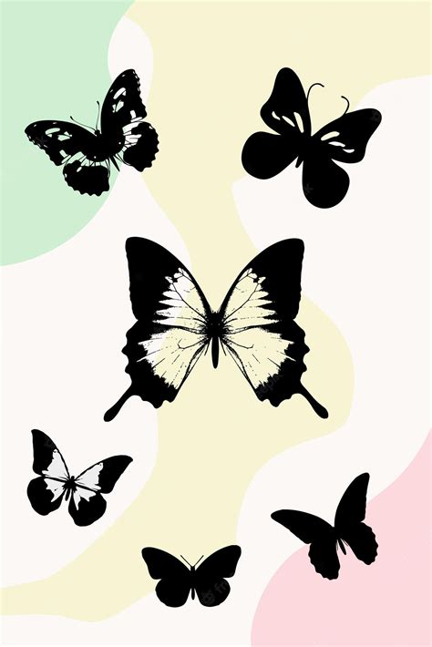 Ensemble De Silhouette De Papillon Vecteur Premium