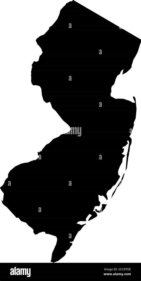 New Jersey State Of Usa Solid Black Silhouette Map Of Country Area