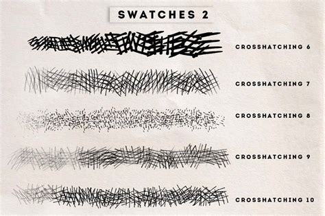 A Set Of 15 Handmade Crosshatching Brushes For Procreate Crosshatching