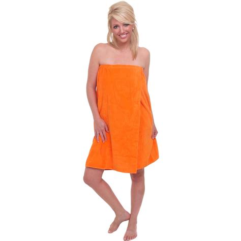 Terry Town Womens Tropical Terry Velour Spa Wrap Towel Extended Size Orange Bbqguys