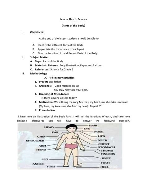 The Parts Of The Body Lesson Plan By Easy As A Click Tpt Toddler Body