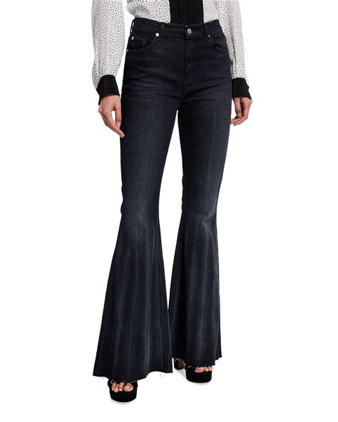 7 for all mankind pleated mega flare high rise jeans high rise jeans flares pleated
