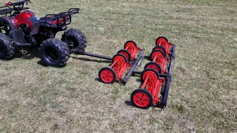 125cc Atv With Mower 5 Gang Unit Lawn Muncher Old Fashioned Grass