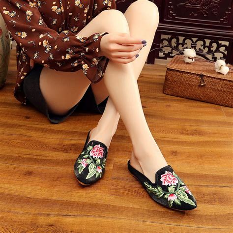 Flower Embroidered Shoes Handmade Emboroidered Shoes Close Etsy