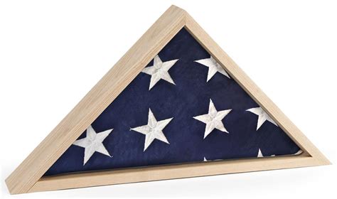 Natural Hardwood Folded Flag Case Glass With 45 Uv Protection