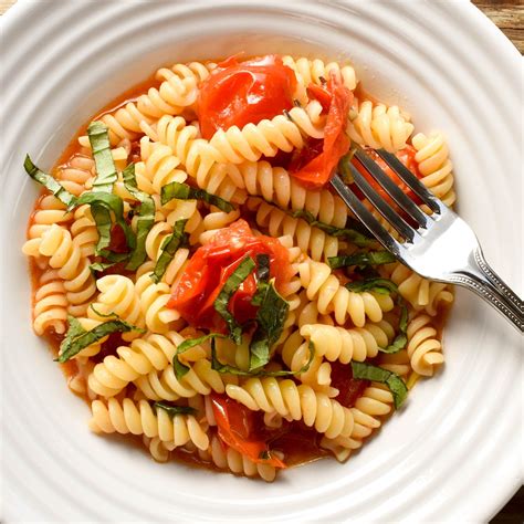 Fusilli Pasta With Cherry Tomatoes And Basil Italian Spoon Recipe