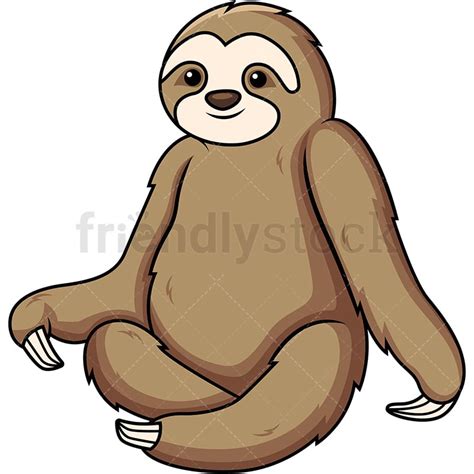 Sloth Sitting Down Cartoon Clipart Vector Friendlystock