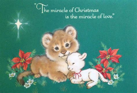 Put in a custom holiday newsletter before mailing, and you've got the perfect christmas card. Hallmark Lion & Lamb Christmas card. Inside message = "May your Christmas be blessed with love ...
