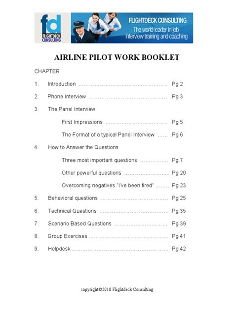 Pilot Interview Work Booklet Aircraft Aviation