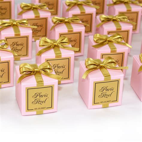Elegant Wedding Bonbonniere Light Pink And Gold Wedding Favor Box With