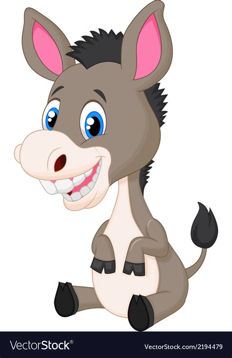 Cute Baby Donkey Cartoon Royalty Free Vector Image