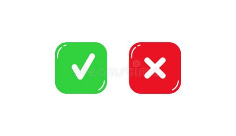 Red And Green Square Buttons With Consent And Negation Stock