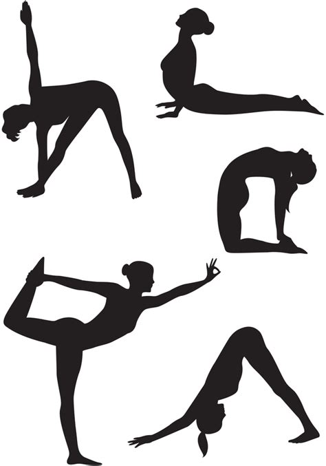 Women Yoga Pose Silhouette Vector Material Set 02 Free Download