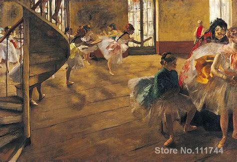 Romantic Paintings Dancers Ballet Rehearsal On Stage Edgar Degas Canvas