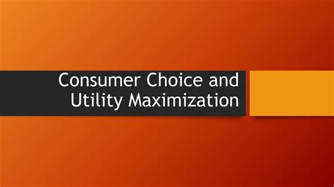 Solution Microeconomics Lesson 5 Consumer Choice And Utility