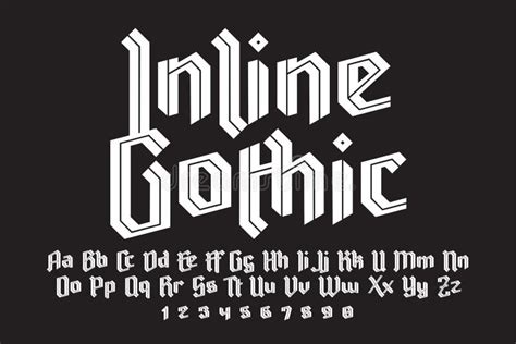 Gotisches Inline Alphabet Vektor Abbildung Illustration Von