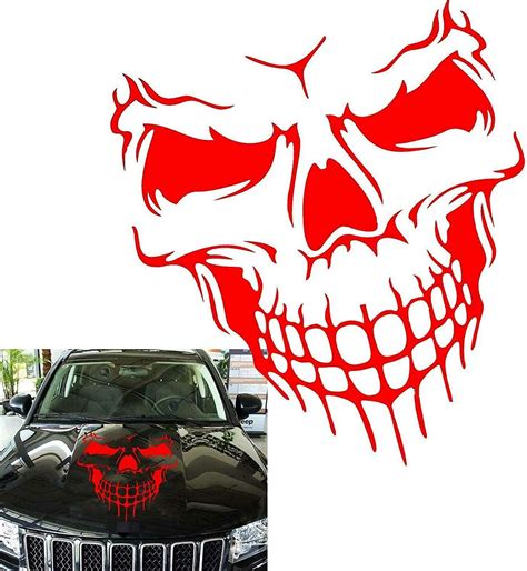 Auto Parts And Vehicles Whiteredblack Hood Decal Vinyl Sticker Skull