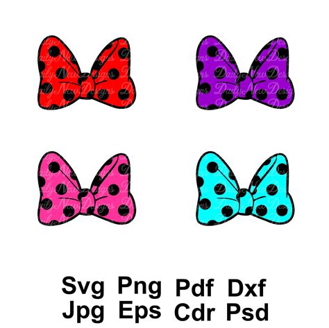 Minnie Bow Svg 4 For 1 Minnie Mouse Bow Svg Disney Svg Etsy
