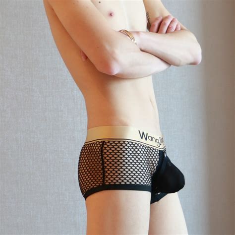 Pj Black Sexy Gay Men S Underwear Lingerie Mesh Holes Transparent