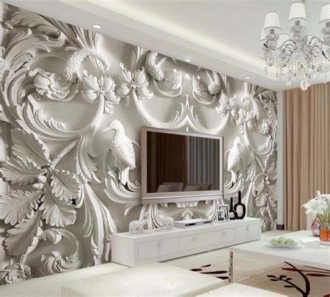 Beibehang Custom Wallpaper 3d Mural Classic White European Style Relief