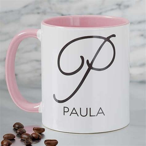Name Initial Personalized Coffee Mug 11oz Pink