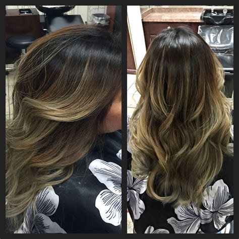 High Contrast Balayage Ombre Transition From Traditional Highlights 1st