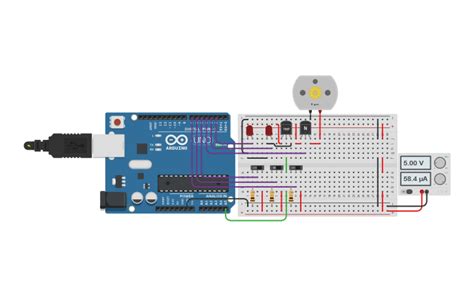 Circuit Design Multitasking With Led Temp Sensor And Motor Tinkercad