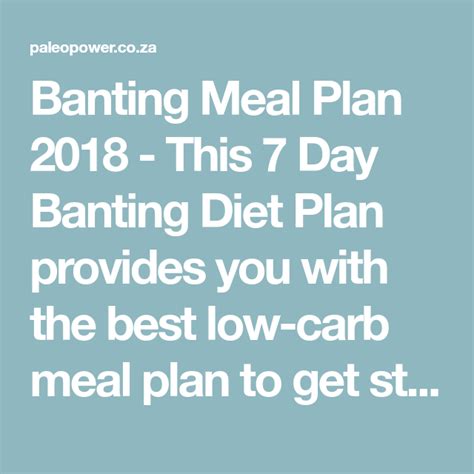 Banting Meal Plan 7 Day Banting Diet Plan With Recipes Banting