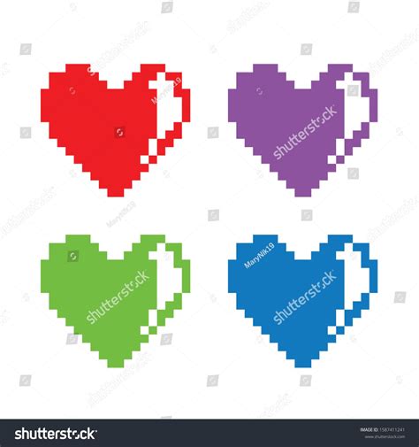 Pixels Heart Icon Vector Postcard Royalty Free Image Vector Heart