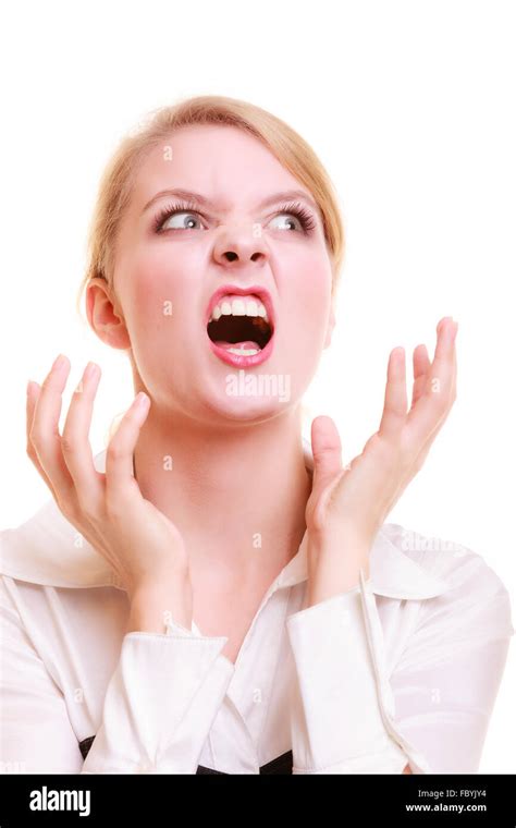 Angry Businesswoman Furious Woman Screaming Stock Photo Alamy