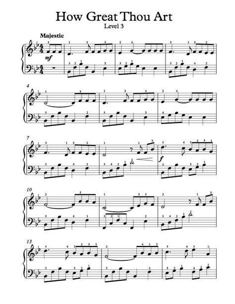 Free Piano Arrangement Sheet Music How Great Thou Art Level 3