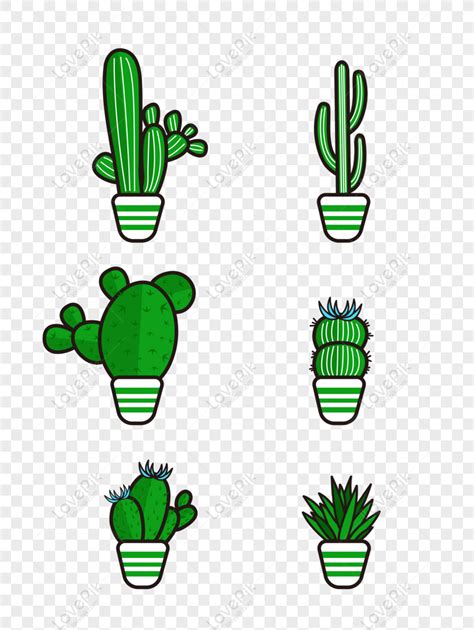 Free Cactus Original Green Cartoon Cute Plant Elements Collection