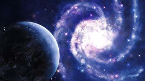 925 blue hd wallpapers and background images. Glistening Galaxy And Planet With Blue And Black Sky ...