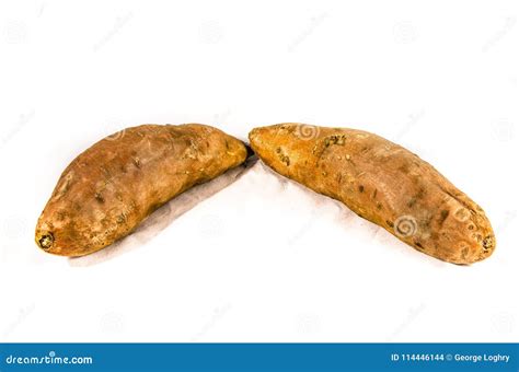 Two Very Good Big Sweet Potatoes Kissing Stock Photo Image Of Roots