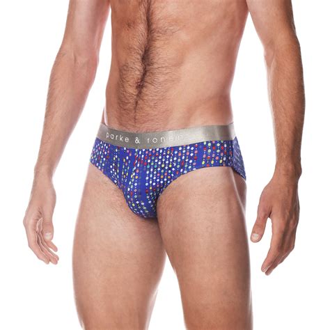 holiday exclusive royal blue gala print low rise brief parke and ronen