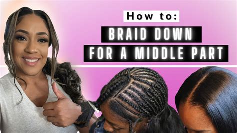 How To Braid Pattern For A Middle Part Sew In Youtube