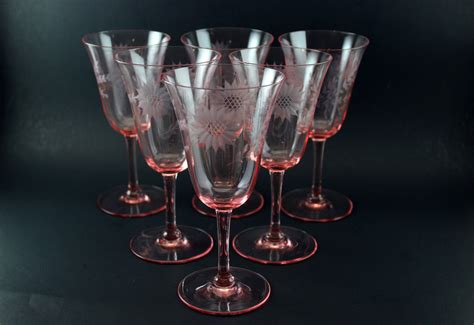 Pink Depression Glass Water Goblet 2 Jubilee
